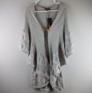 Cecico Large Gray Knit Ruffle Cardigan